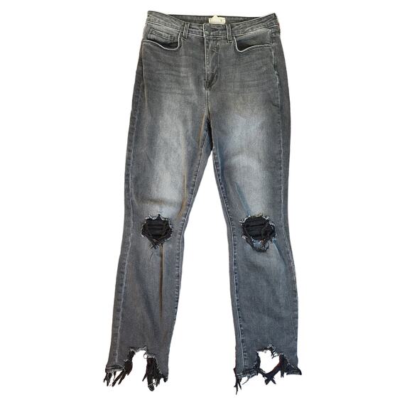 L'AGENCE Highline High Rise Distressed Jeans in Vintage Grey Destruct, Size 29 - Picture 4 of 12